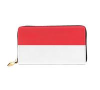 xcoppkj Indonesian Flag Large Womens Leather Zip Around Wallet - RFID Blocking Checkbook Purse with Coin Compartment & 12 Card Slots