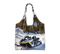 xcoppkj Large Advanced Snowmobile Canvas Tote Bag Duty Grocery Shopping Bag, Reusable Commuter Shoulder Bag for Work, Travel Daily Use