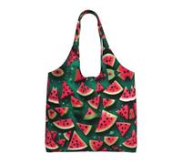xcoppkj Large Dream Watermelon Canvas Tote Bag Duty Grocery Shopping Bag, Reusable Commuter Shoulder Bag for Work, Travel Daily Use