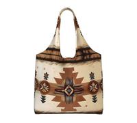 xcoppkj Large Native American Patterns Canvas Tote Bag Duty Grocery Shopping Bag, Reusable Commuter Shoulder Bag for Work, Travel Daily Use