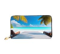 xcoppkj Maldives Holidays Large Womens Leather Zip Around Wallet - RFID Blocking Checkbook Purse with Coin Compartment & 12 Card Slots
