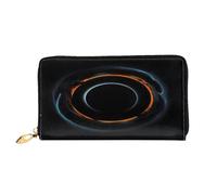 xcoppkj Mysterious Cosmic Black Holes Large Womens Leather Zip Around Wallet - RFID Blocking Checkbook Purse with Coin Compartment & 12 Card Slots