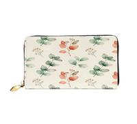 xcoppkj Plant Diary Large Womens Leather Zip Around Wallet - RFID Blocking Checkbook Purse with Coin Compartment & 12 Card Slots