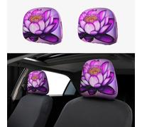 xcoppkj Purple Lotus Personalised Car Headrest Covers 2 Pack for Valentine's, Birthday, Father's Day & All UK Celebrations