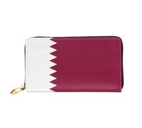 xcoppkj Qatar Flag Large Womens Leather Zip Around Wallet - RFID Blocking Checkbook Purse with Coin Compartment & 12 Card Slots