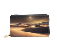 xcoppkj Sahara Desert Large Womens Leather Zip Around Wallet - RFID Blocking Checkbook Purse with Coin Compartment & 12 Card Slots