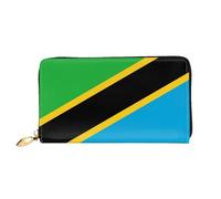 xcoppkj Tanzania Flag Large Womens Leather Zip Around Wallet - RFID Blocking Checkbook Purse with Coin Compartment & 12 Card Slots