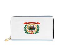 xcoppkj West Virginia Flag Large Womens Leather Zip Around Wallet - RFID Blocking Checkbook Purse with Coin Compartment & 12 Card Slots