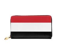 xcoppkj Yemeni Flag Large Womens Leather Zip Around Wallet - RFID Blocking Checkbook Purse with Coin Compartment & 12 Card Slots