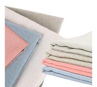 XCOZU 4 Pcs Natural Linen Embroidery Fabric, Cross Stitch Cloth Material for Making Garment, Craft, Needle Work and DIY Decoration (4 Colors, 50x50cm)