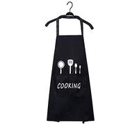 XCOZU Cooking Apron, Chefs Apron Kitchen Apron Aprons for Women Men Adults, Waterproof Oil Proof Black Apron with Pockets for Home Gardening Catering Baking BBQ Barista Restaurant