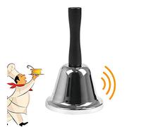 XCOZU Stainless Steel Hand Bell - Small Attention School Bell, Metal Loud Call for Service, Counter Reception, Tea, Dinner (Silver)