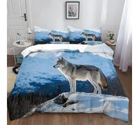 XCQHZYQ Bedding Bed Set King Size 220x230 cm Snow Mountain Animal Wolf Printed Duvet Cover Ultra Soft Polycotton Breathable Comforter Cover with Zipper Closure, Bedding Linen Set