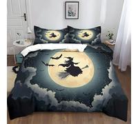 XCQHZYQ Bedding Duvet Cover King Size 220x230 cm Halloween Pattern Witch Moon Modern Duvet Cover Set 3D Quilt Cover Bedding Set Polycotton Comforter Cover, Bed Cover 3 Pieces