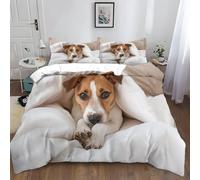 XCQHZYQ Bedding Duvet Cover Sets Super King Size 220x260 cm Jack Russell Terrier Animal Soft Polyester Cotton Bedding Set with 1 Duvet Cover 2 Pillow Cases, Comfortable Bedding for Duvet