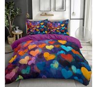 XCQHZYQ Bedding King Size Duvet Cover Sets 230x220 cm Colorful Graffiti Love Soft Polycotton Duvet Cover with Pillow Case, Quilt Cover Set Breathable Hypoallergenic Anti-Wrinkle