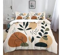 XCQHZYQ Bedding Set Duvet Cover Double 200x200 cm Plant Elements Simple Pattern Quilt Duvet Cover Set Easy Care Soft Anti-Allergic Soft Smooth with Zipper Closure and Pillow Cases
