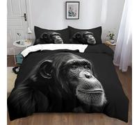 XCQHZYQ Bedding Sets King Size 220x230 cm Animals Black Colored Gorilla Duvet Cover Easy Care Printed Quilt Covers With Pillow Case, Bed Cover Themed Soft Polycotton Bedspread