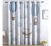 XCQHZYQ Blackout Curtains Bedroom Watercolor Painting Hot Air Balloon Clouds, Soft Thermal Insulated Eyelet Blackout Curtains for Living Room, Soundproof Window Drapes Decor 2 Panels, W52 x L95 inch