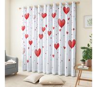 XCQHZYQ Blackout Curtains for Bedroom Hand-Drawn Red Heart Grommet Curtains 2 Panels White Drapes Soft Noise Reduce Darkening Dreapes for Kids Adults Playroom Decor, W46 x L54 inch