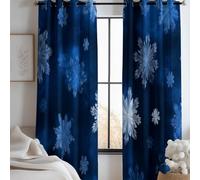 XCQHZYQ Blackout Curtains for Bedroom Snowflakes Dreamy Grommet Curtains 2 Panels Midnight Blue Drapes Soft Noise Reduce Darkening Dreapes for Kids Adults Playroom Decor, W66 x L90 inch
