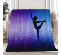 XCQHZYQ Blue-Purple Fleece Blanket Soft Cozy Dancer Silhouette Printed Throw Blanket for Kids Adults, Throws for Sofa Large Travel Camping Blankets, Fluffy Blankets for Bed and Couch 100x150 cm