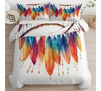 XCQHZYQ Cot Bed Duvet Cover Set Dream Catcher Feathers, Toddler Bedding for Boys and Girls, Reversible Kids Bedding 120x150 cm White Cot Duvet Cover Set with 1 Pillow Case