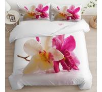 XCQHZYQ Cot Bed Duvet Cover Set Flower Orchid, Toddler Bedding for Boys and Girls, Reversible Kids Bedding 120x150 cm White Cot Duvet Cover Set with 1 Pillow Case