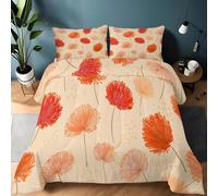 XCQHZYQ Coverless Duvet 10.5 Tog Super King 260x220 cm Comforter for Teens Room Decor Boho Floral Dandelion Red, Duvet Insert Down Comforter Set 3Pcs Reversible Bedding Set Soft Warm Bed Quilt