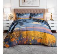 XCQHZYQ Coverless Duvet Single 135x200 cm, Reversible Comforter Set Contemporary Abstract Landscape Painting All-Season Down Alternative Quilted Duvets Microfibre Duvet Insert for Kids Teens