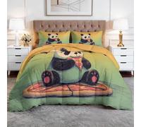 XCQHZYQ Coverless Duvet Super King 260x220 cm 7.5 Tog, Bedding Comforter Funny Hand Drawn Animal Panda Winter Summer Bedspread Quilted Set Bed, Down Duvet Insert Ultra Soft Down Comforter