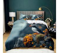 XCQHZYQ Duvet Cover Puffin Rock Bedding Set Soft Cosy Comforter Cover for Teens Kids Children Bedroom Decor Bedspread Cover Single 135x200 cm