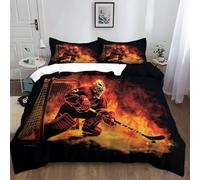 XCQHZYQ Duvet Cover Set Double 200x200 cm Ice Hockey Goalie Black 3 pcs Bed Set Brushed Polyester Cotton Bedding Set Ultra Soft Anti Allergic Easy Care Non Iron Quilt Cover
