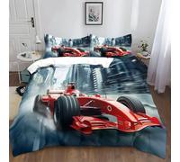 XCQHZYQ Duvet Cover Set King Size 220x230 cm Formula Car City Quilt Cover Easy Care Bed Linen Soft Polyester Cotton Cosy Bedding Sets with 2 Pillowcases 50x75 cm