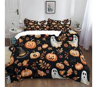 XCQHZYQ Duvet Cover Set King Size 220x230 cm Halloween Pumpkin Ghost 3 pcs Bed Set Brushed Polyester Cotton Bedding Set Ultra Soft Anti Allergic Easy Care Non Iron Quilt Cover