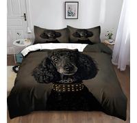 XCQHZYQ Duvet Cover Sets Double 200x200 cm Animal Poodle Black Soft Quilt Bedding Set for Adults, Printed Duvet Cover with 2 Pillow Cases Breathable Hypoallergenic Comforter Cover