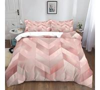 XCQHZYQ Duvet Cover Sets King Size 220x230 cm Geometric Rose Gold Herringbone Pink Drushed Polycotton Bedding Ultra Soft Anti Allergic Non Iron Bed Set With 2 Pillow Cases
