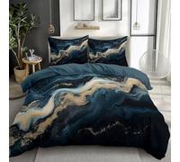 XCQHZYQ Emperor Duvet Cover Set 290x235 cm Blue Marble Texture Bedding Sets Reversible Printed Quilt Cover, Comfy Soft Easy Care Non Iron Breathable Polycotton Bed Set