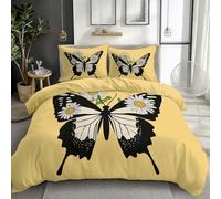XCQHZYQ Emperor Duvet Cover Set 290x235 cm Butterfly Chrysanthemum Yellow Bedding Sets Reversible Printed Quilt Cover, Comfy Soft Easy Care Non Iron Breathable Polycotton Bed Set