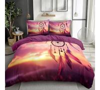 XCQHZYQ Emperor Duvet Cover Set 290x235 cm Sunset Landscape Feathers Bedding Sets Reversible Printed Quilt Cover, Comfy Soft Easy Care Non Iron Breathable Polycotton Bed Set