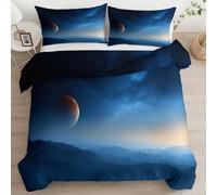 XCQHZYQ Emperor Duvet Cover Set Fantasy Planet Universe, Printed Reversible Duvet Quilt Cover Blue, 3 Piece Bedding Set Soft Cosy Breathable Comforter Covers