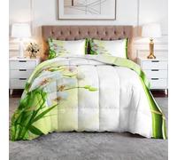 XCQHZYQ Emperor Size Coverless Duvet 7.5 Tog, Oversized Washable Quilt, Oriental Floral Bamboo Orchid White Bedding Set 260x240cm with 2 Pillowcases, Breathable Comforter for All Seasons