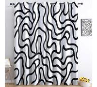 XCQHZYQ Eyelet Blackout Curtains Geometry Black Lines, Print Kids Blackout Curtains Thermal Room Darkening Window Drapes for Boys Girls Teen Bedroom Playroom, 2 Panels, W46 x L54 inch