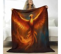 XCQHZYQ Fantasy Art Flaming Phoenix Throws Blankets Super Soft Warm Cosy Throw Over Sofa Sette Red Bed Blankets, Extra Large Snuggle Thermal Fleece Blanket for Kids Adults, 200x230 cm