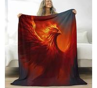 XCQHZYQ Fantasy Fire Phoenix Fleece Blankets Red Throws Blankets 220x240 cm, Thick Warm Cozy Throws for Sofas Fluffy Flannel Blanket for Bed Chairs Travel Camping Office