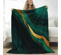 XCQHZYQ Fleece Blanket Throw Blanket, Sherpa Fluffy Flannel Blankets Marble Texture Gold, Soft Warm Cozy Throw Blankets for Bed Couch Sofa Armchairs Picnic, Dark Green, 180x220 cm