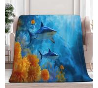 XCQHZYQ Fleece Blanket Throw Blanket, Sherpa Fluffy Flannel Blankets Marine Animals Sea, Soft Warm Cozy Throw Blankets for Bed Couch Sofa Armchairs Picnic, Blue, 180x220 cm