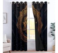 XCQHZYQ Kids Blackout Curtains for Bedroom Living Room Viking Bronze Badge Pattern, Thermal Insulated Curtains Dark Gray Privacy Protection Grommet Top, Light Blocking Drapes 2 Panels, W66 x L72 inch