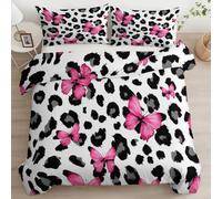 XCQHZYQ Leopard Print Cartoon Butterfly Cot Bed Duvet Cover Set, Toddler Bedding Sets 120x150 cm for Girls Boys, Microfibre Soft Cozy Reversible Black White Toddler Cot Bed Duvet Cover