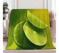 XCQHZYQ Light Green Fleece Blanket Soft Cozy Vitality Lime Slices Printed Throw Blanket for Kids Adults, Throws for Sofa Large Travel Camping Blankets, Fluffy Blankets for Bed and Couch 150x200 cm